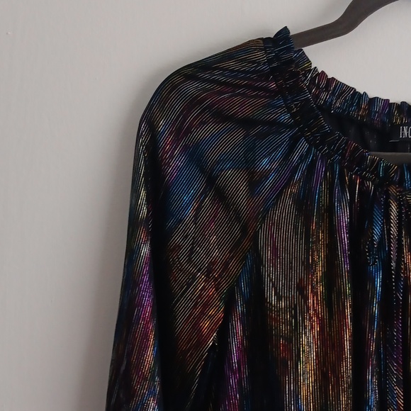 INC International Concepts Metallic Striped Sheer Top #1654 - Picture 2 of 6